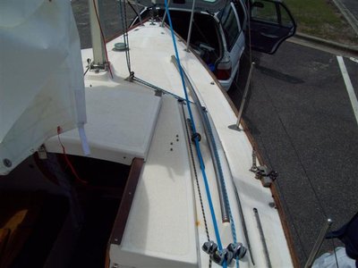 Black is topping lift, blue main halyard