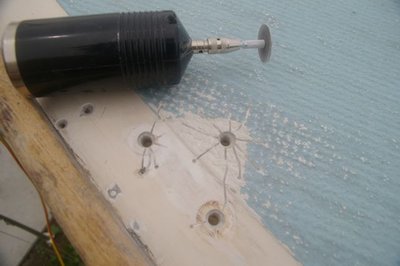 Dremel tool with small cutting head, ideal for cutting away fracture lines on deck