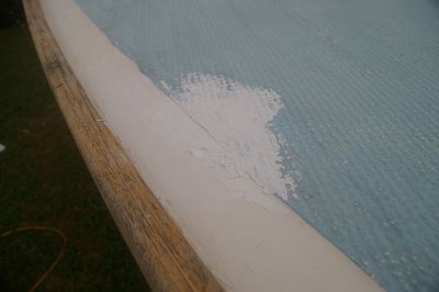 Another close-up of filled stanchion holes. Note that I plan to repaint the blue deck colour.