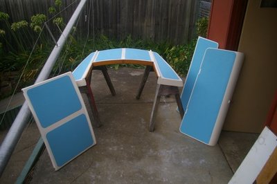 Views of the newly painted cabin top and port and starboard cockpit seat covers