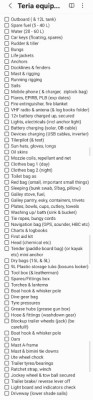 Trailer sailer checklist - cruising (TS Teria)