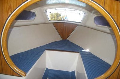 Inner cabin area showing new carpet on floor and on berth deck areas.
