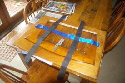Forward hatch layout prior to sewing webbing and fictures.