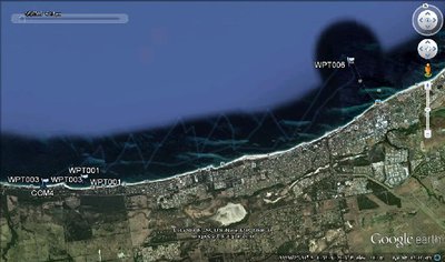 Tacking to the jetty, data taken from gps and uploaded to google earth